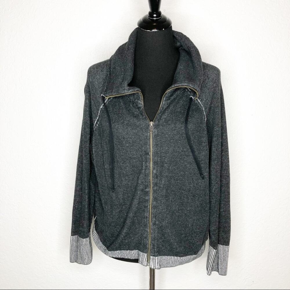 Eileen Fisher charcoal gray full zip lightweight jacket size Medium